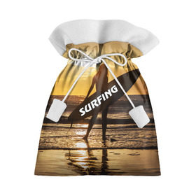 Подарочный 3D мешок с принтом Surfing в Кировске, 100% полиэстер | Размер: 29*39 см | Тематика изображения на принте: волна | девушка | море | прикольные картинки | сёрфинг | солнце | спорт | экстрим