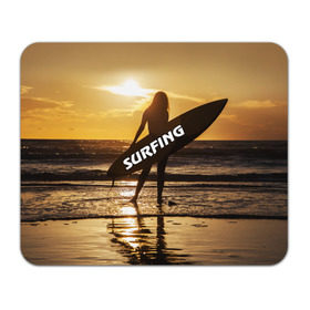 Коврик прямоугольный с принтом Surfing в Кировске, натуральный каучук | размер 230 х 185 мм; запечатка лицевой стороны | волна | девушка | море | прикольные картинки | сёрфинг | солнце | спорт | экстрим