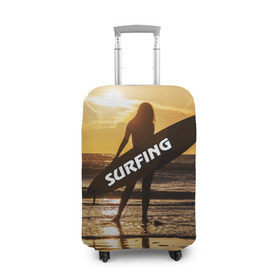 Чехол для чемодана 3D с принтом Surfing в Кировске, 86% полиэфир, 14% спандекс | двустороннее нанесение принта, прорези для ручек и колес | Тематика изображения на принте: волна | девушка | море | прикольные картинки | сёрфинг | солнце | спорт | экстрим