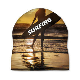 Шапка 3D с принтом Surfing в Кировске, 100% полиэстер | универсальный размер, печать по всей поверхности изделия | волна | девушка | море | прикольные картинки | сёрфинг | солнце | спорт | экстрим