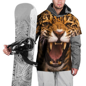 Накидка на куртку 3D с принтом Леопард в Кировске, 100% полиэстер |  | дикая кошка | клыки | леопард | оскал | хищник