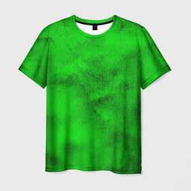 Мужская футболка 3D с принтом Green в Кировске, 100% полиэфир | прямой крой, круглый вырез горловины, длина до линии бедер | зеленый | потертость