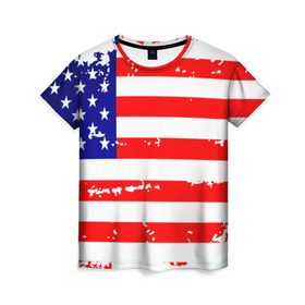 Женская футболка 3D с принтом Америка в Кировске, 100% полиэфир ( синтетическое хлопкоподобное полотно) | прямой крой, круглый вырез горловины, длина до линии бедер | grunge | америка | сша | флаг