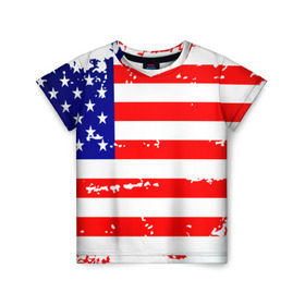 Детская футболка 3D с принтом Америка в Кировске, 100% гипоаллергенный полиэфир | прямой крой, круглый вырез горловины, длина до линии бедер, чуть спущенное плечо, ткань немного тянется | grunge | америка | сша | флаг