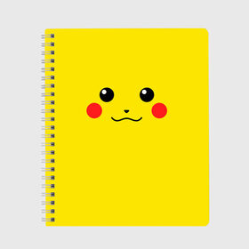 Тетрадь с принтом Happy Pikachu в Кировске, 100% бумага | 48 листов, плотность листов — 60 г/м2, плотность картонной обложки — 250 г/м2. Листы скреплены сбоку удобной пружинной спиралью. Уголки страниц и обложки скругленные. Цвет линий — светло-серый
 | 