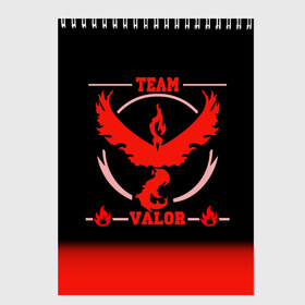 Скетчбук с принтом Team Valor в Кировске, 100% бумага
 | 48 листов, плотность листов — 100 г/м2, плотность картонной обложки — 250 г/м2. Листы скреплены сверху удобной пружинной спиралью | Тематика изображения на принте: go | pokemon | team | valor | покемон