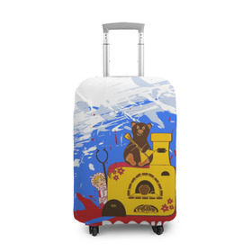 Чехол для чемодана 3D с принтом Россия. Медведь. Балалайка в Кировске, 86% полиэфир, 14% спандекс | двустороннее нанесение принта, прорези для ручек и колес | матрешка | печька | россия. медведь. балалайка