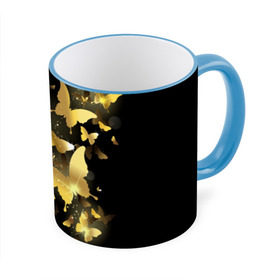 Кружка 3D с принтом Золотые бабочки в Кировске, керамика | ёмкость 330 мл | Тематика изображения на принте: бабочки | девушкам | злато | золото