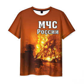 Мужская футболка 3D с принтом МЧС России в Кировске, 100% полиэфир | прямой крой, круглый вырез горловины, длина до линии бедер | мчс | пожарный | россии