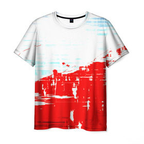 Мужская футболка 3D с принтом Потертая краска в Кировске, 100% полиэфир | прямой крой, круглый вырез горловины, длина до линии бедер | красный | яркий