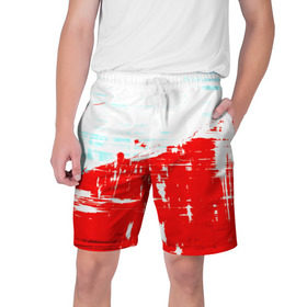 Мужские шорты 3D с принтом Потертая краска в Кировске,  полиэстер 100% | прямой крой, два кармана без застежек по бокам. Мягкая трикотажная резинка на поясе, внутри которой широкие завязки. Длина чуть выше колен | красный | яркий