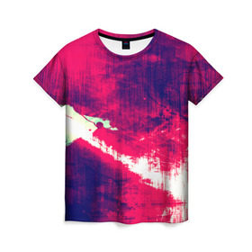 Женская футболка 3D с принтом Брызги красок в Кировске, 100% полиэфир ( синтетическое хлопкоподобное полотно) | прямой крой, круглый вырез горловины, длина до линии бедер | 