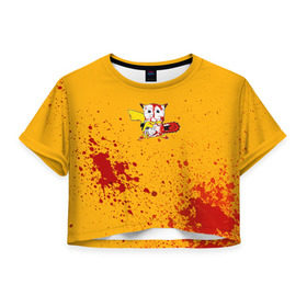 Женская футболка 3D укороченная с принтом Пикачу-агрессор в Кировске, 100% полиэстер | круглая горловина, длина футболки до линии талии, рукава с отворотами | пикачу