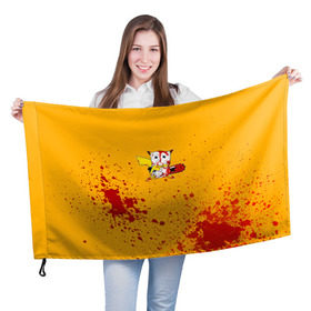 Флаг 3D с принтом Пикачу-агрессор в Кировске, 100% полиэстер | плотность ткани — 95 г/м2, размер — 67 х 109 см. Принт наносится с одной стороны | пикачу