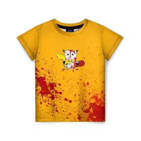 Детская футболка 3D с принтом Пикачу-агрессор в Кировске, 100% гипоаллергенный полиэфир | прямой крой, круглый вырез горловины, длина до линии бедер, чуть спущенное плечо, ткань немного тянется | пикачу