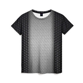 Женская футболка 3D с принтом Кольчужка в Кировске, 100% полиэфир ( синтетическое хлопкоподобное полотно) | прямой крой, круглый вырез горловины, длина до линии бедер | кольчуга | металл | сетка