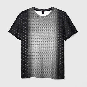 Мужская футболка 3D с принтом Кольчужка в Кировске, 100% полиэфир | прямой крой, круглый вырез горловины, длина до линии бедер | Тематика изображения на принте: кольчуга | металл | сетка