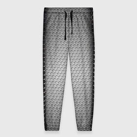 Женские брюки 3D с принтом Кольчужка в Кировске, полиэстер 100% | прямой крой, два кармана без застежек по бокам, с мягкой трикотажной резинкой на поясе и по низу штанин. В поясе для дополнительного комфорта — широкие завязки | кольчуга | металл | сетка