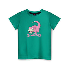 Детская футболка хлопок с принтом Slowpoke в Кировске, 100% хлопок | круглый вырез горловины, полуприлегающий силуэт, длина до линии бедер | pikachu | pokemon | slowpoke | пикачу | покемон | покемоны | слоупок