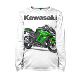 Детский лонгслив 3D с принтом Kawasaky Ninja 1000 в Кировске, 100% полиэстер | длинные рукава, круглый вырез горловины, полуприлегающий силуэт
 | kawasaky