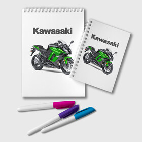 Блокнот с принтом Kawasaky Ninja 1000 в Кировске, 100% бумага | 48 листов, плотность листов — 60 г/м2, плотность картонной обложки — 250 г/м2. Листы скреплены удобной пружинной спиралью. Цвет линий — светло-серый
 | Тематика изображения на принте: kawasaky