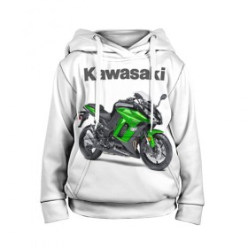 Детская толстовка 3D с принтом Kawasaky Ninja 1000 в Кировске, 100% полиэстер | двухслойный капюшон со шнурком для регулировки, мягкие манжеты на рукавах и по низу толстовки, спереди карман-кенгуру с мягким внутренним слоем | Тематика изображения на принте: kawasaky