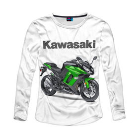 Женский лонгслив 3D с принтом Kawasaky Ninja 1000 в Кировске, 100% полиэстер | длинные рукава, круглый вырез горловины, полуприлегающий силуэт | Тематика изображения на принте: kawasaky