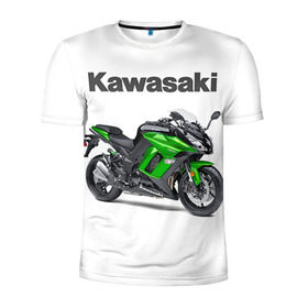 Мужская футболка 3D спортивная с принтом Kawasaky Ninja 1000 в Кировске, 100% полиэстер с улучшенными характеристиками | приталенный силуэт, круглая горловина, широкие плечи, сужается к линии бедра | Тематика изображения на принте: kawasaky