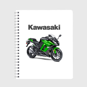 Тетрадь с принтом Kawasaky Ninja 1000 в Кировске, 100% бумага | 48 листов, плотность листов — 60 г/м2, плотность картонной обложки — 250 г/м2. Листы скреплены сбоку удобной пружинной спиралью. Уголки страниц и обложки скругленные. Цвет линий — светло-серый
 | Тематика изображения на принте: kawasaky