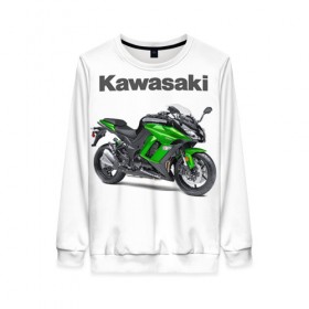 Женский свитшот 3D с принтом Kawasaky Ninja 1000 в Кировске, 100% полиэстер с мягким внутренним слоем | круглый вырез горловины, мягкая резинка на манжетах и поясе, свободная посадка по фигуре | Тематика изображения на принте: kawasaky