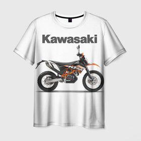 Мужская футболка 3D с принтом Kawasaky Enduro в Кировске, 100% полиэфир | прямой крой, круглый вырез горловины, длина до линии бедер | kawasaky