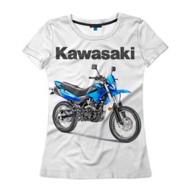 Женская футболка 3D с принтом Kawasaky Stels 250 в Кировске, 100% полиэфир ( синтетическое хлопкоподобное полотно) | прямой крой, круглый вырез горловины, длина до линии бедер | Тематика изображения на принте: kawasaky