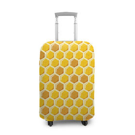 Чехол для чемодана 3D с принтом Медовые соты в Кировске, 86% полиэфир, 14% спандекс | двустороннее нанесение принта, прорези для ручек и колес | Тематика изображения на принте: арт | еда | мед | пчелы | соты