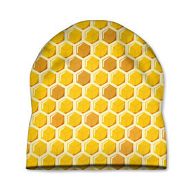 Шапка 3D с принтом Медовые соты в Кировске, 100% полиэстер | универсальный размер, печать по всей поверхности изделия | Тематика изображения на принте: арт | еда | мед | пчелы | соты