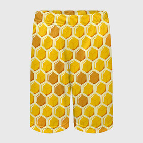 Детские спортивные шорты 3D с принтом Медовые соты в Кировске,  100% полиэстер
 | пояс оформлен широкой мягкой резинкой, ткань тянется
 | арт | еда | мед | пчелы | соты