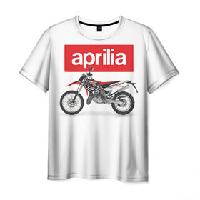 Мужская футболка 3D с принтом Aprilia enduro в Кировске, 100% полиэфир | прямой крой, круглый вырез горловины, длина до линии бедер | aprilia