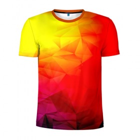 Мужская футболка 3D спортивная с принтом Too-Dye в Кировске, 100% полиэстер с улучшенными характеристиками | приталенный силуэт, круглая горловина, широкие плечи, сужается к линии бедра | Тематика изображения на принте: красный | полигоны | яркий