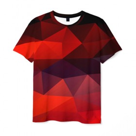 Мужская футболка 3D с принтом tessellation в Кировске, 100% полиэфир | прямой крой, круглый вырез горловины, длина до линии бедер | Тематика изображения на принте: красный | полигон