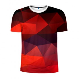 Мужская футболка 3D спортивная с принтом tessellation в Кировске, 100% полиэстер с улучшенными характеристиками | приталенный силуэт, круглая горловина, широкие плечи, сужается к линии бедра | Тематика изображения на принте: красный | полигон