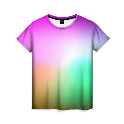 Женская футболка 3D с принтом Сочетание красок в Кировске, 100% полиэфир ( синтетическое хлопкоподобное полотно) | прямой крой, круглый вырез горловины, длина до линии бедер | градиент | пятна | разноцветные