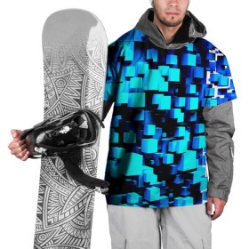 Накидка на куртку 3D с принтом Кубическая текстура в Кировске, 100% полиэстер |  | Тематика изображения на принте: кубы | объем | синий