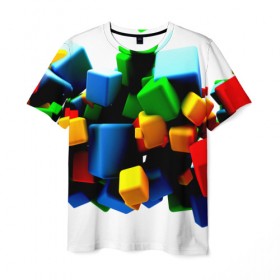 Мужская футболка 3D с принтом Кубик в Кировске, 100% полиэфир | прямой крой, круглый вырез горловины, длина до линии бедер | Тематика изображения на принте: 