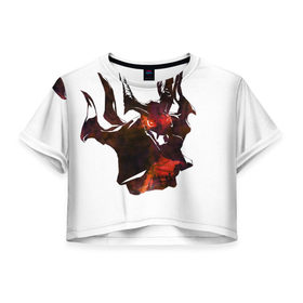 Женская футболка 3D укороченная с принтом Shadow Fiend в Кировске, 100% полиэстер | круглая горловина, длина футболки до линии талии, рукава с отворотами | 