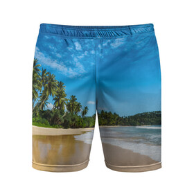 Мужские шорты 3D спортивные с принтом Шикарный пляж в Кировске,  |  | вода | голубое небо | жара | загар | зной | каникулы | купание | море | океан | отдых | отпуск | пальмы | песок | приключение | путешествие | туризм