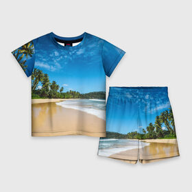 Детский костюм с шортами 3D с принтом Шикарный пляж в Кировске,  |  | Тематика изображения на принте: вода | голубое небо | жара | загар | зной | каникулы | купание | море | океан | отдых | отпуск | пальмы | песок | приключение | путешествие | туризм