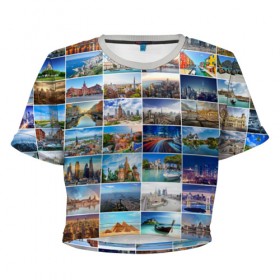 Женская футболка 3D укороченная с принтом Знатный турист в Кировске, 100% полиэстер | круглая горловина, длина футболки до линии талии, рукава с отворотами | азия | берлин | вегас | венеция | воспоминания | города | достопримечательности | европа | египет | калифорния | каникулы | лондон | милан | москва | ностальгия | нью йорк | отдых | отпуск | память