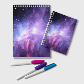 Блокнот с принтом Космический пейзаж в Кировске, 100% бумага | 48 листов, плотность листов — 60 г/м2, плотность картонной обложки — 250 г/м2. Листы скреплены удобной пружинной спиралью. Цвет линий — светло-серый
 | Тематика изображения на принте: величие | вселенная | галактика | звёздная пыль | звёзды | комета | космос | красота | метеориты | метеоры | млечный путь | планеты | пространство | созвездия