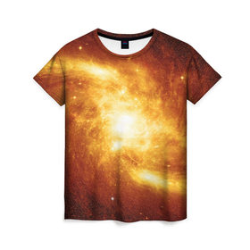 Женская футболка 3D с принтом Огненная галактика в Кировске, 100% полиэфир ( синтетическое хлопкоподобное полотно) | прямой крой, круглый вырез горловины, длина до линии бедер | вселенная | галактика | звёзды | земля | комета | космос | метеориты | метеоры | млечный путь | орбита | планеты | солнечная система | солнце