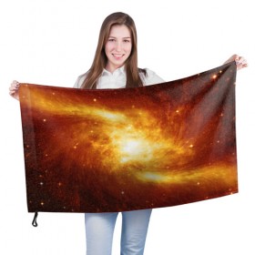 Флаг 3D с принтом Огненная галактика в Кировске, 100% полиэстер | плотность ткани — 95 г/м2, размер — 67 х 109 см. Принт наносится с одной стороны | вселенная | галактика | звёзды | земля | комета | космос | метеориты | метеоры | млечный путь | орбита | планеты | солнечная система | солнце