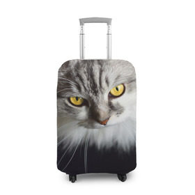 Чехол для чемодана 3D с принтом Жёлтые глаза в Кировске, 86% полиэфир, 14% спандекс | двустороннее нанесение принта, прорези для ручек и колес | взгляд | глаза | голова животного | киска | кот | котёнок | кошка | прикольные картинки